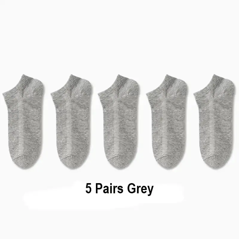5/10 Pairs Unisex Ankle Socks Low Cut Non-Slip Ankle Socks Solid Color Casual Breathable