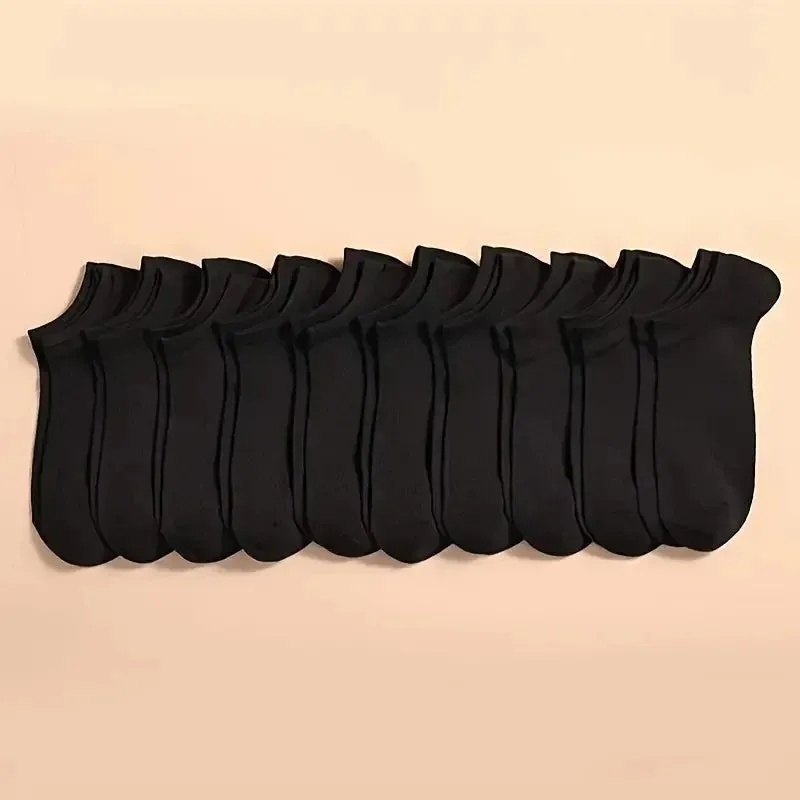5/10 Pairs Unisex Ankle Socks Low Cut Non-Slip Ankle Socks Solid Color Casual Breathable