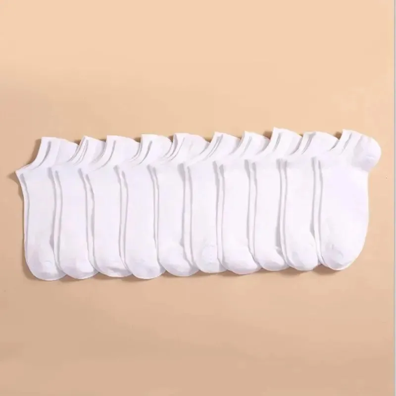 5/10 Pairs Unisex Ankle Socks Low Cut Non-Slip Ankle Socks Solid Color Casual Breathable