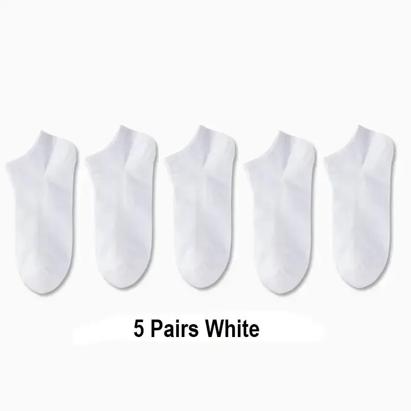 5/10 Pairs Unisex Ankle Socks Low Cut Non-Slip Ankle Socks Solid Color Casual Breathable