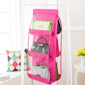 6-Pocket Large Capacity Hanging Storage and Purse Organizer - Assorted Colours
