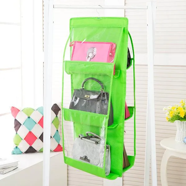 6-Pocket Large Capacity Hanging Storage and Purse Organizer - Assorted Colours