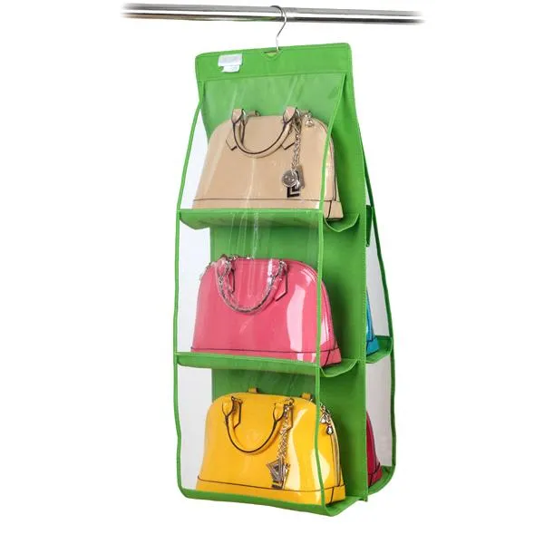 6-Pocket Large Capacity Hanging Storage and Purse Organizer - Assorted Colours