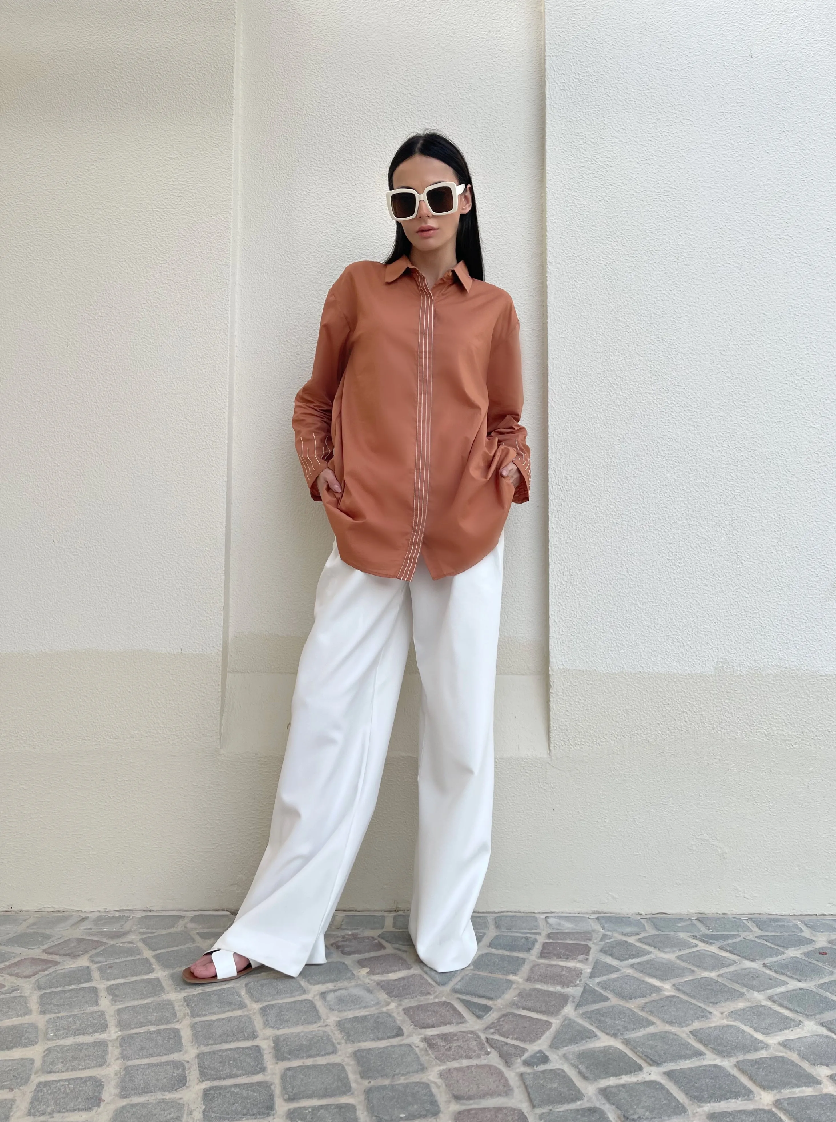 A-line Cotton Tunic with Stitch Detail