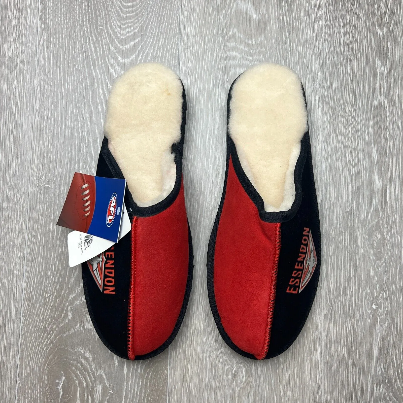 AFL Team Kicks Essendon Bombers Merino Wool Slippers Size US W 14 / M 13