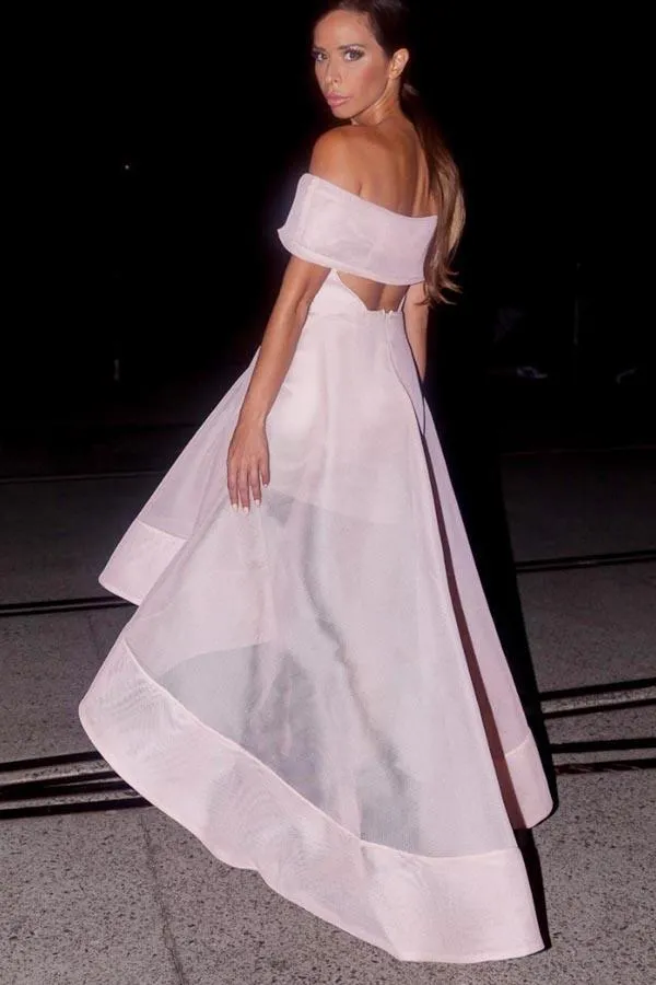 Anneprom Off-The-Shoulder High Low Sleeveles Organza Homecoming Dress APP0308