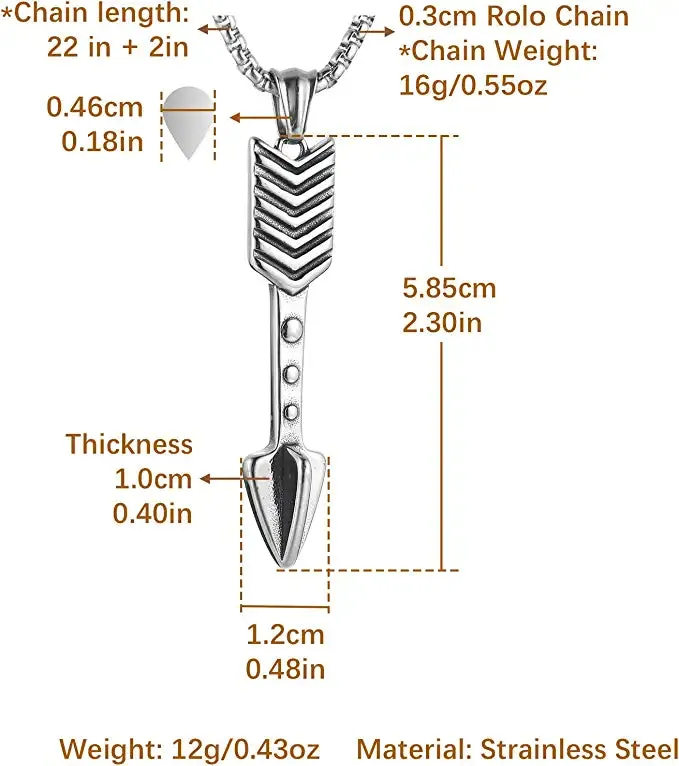 Arrow Stainless Steel Pendant Necklace