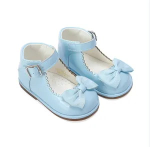 Baby Blue Tia Patent Bow Shoes - Junior 10 Only (LAST ONE)