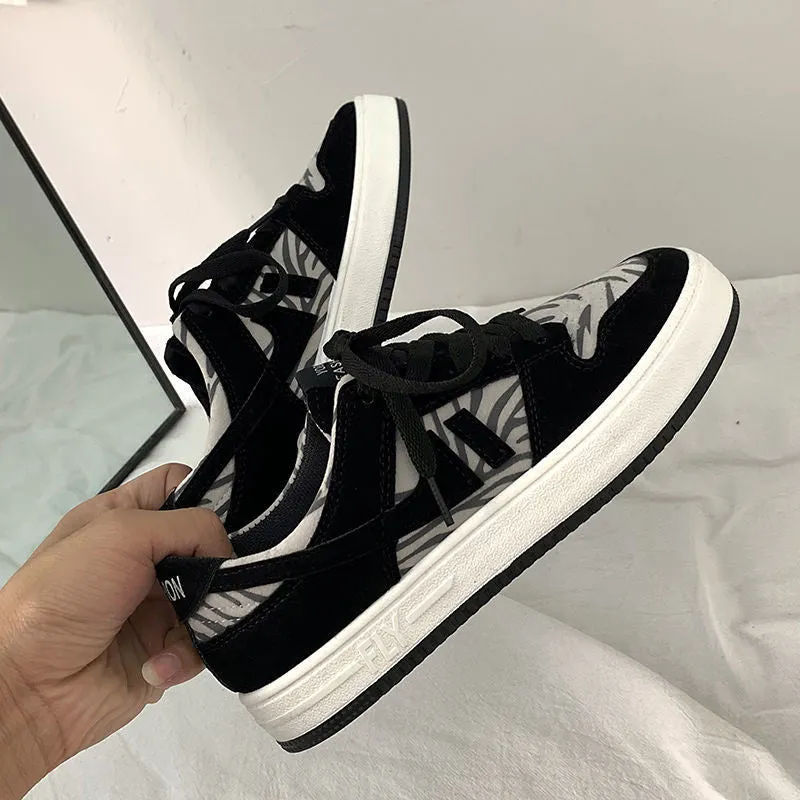 BLACK ZEBRA PRINT SNEAKERS SHOES UB3198