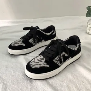 BLACK ZEBRA PRINT SNEAKERS SHOES UB3198