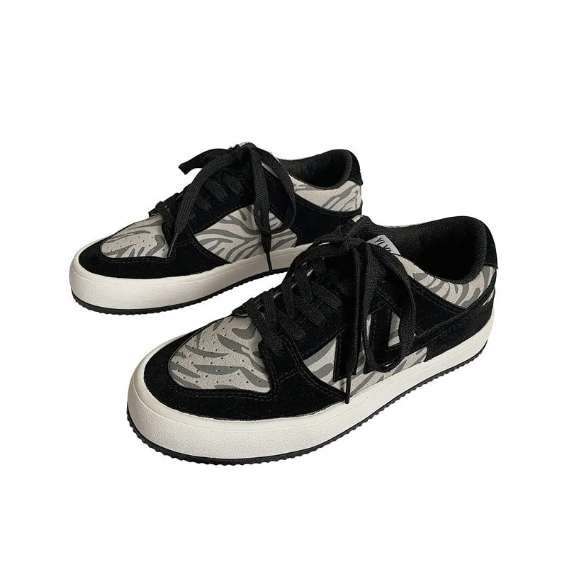 BLACK ZEBRA PRINT SNEAKERS SHOES UB3198