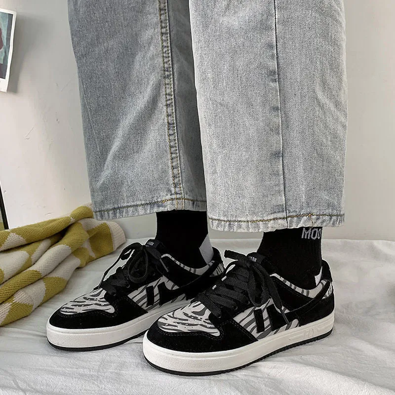 BLACK ZEBRA PRINT SNEAKERS SHOES UB3198