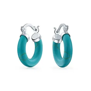 Blue Jade Hoop Earring
