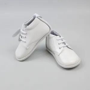 Boys First Walker Shoes - Hard Sole White Patent Leather - Pex Dillon