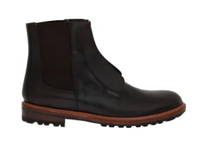 Brown Leather Ankle Stretch Boots