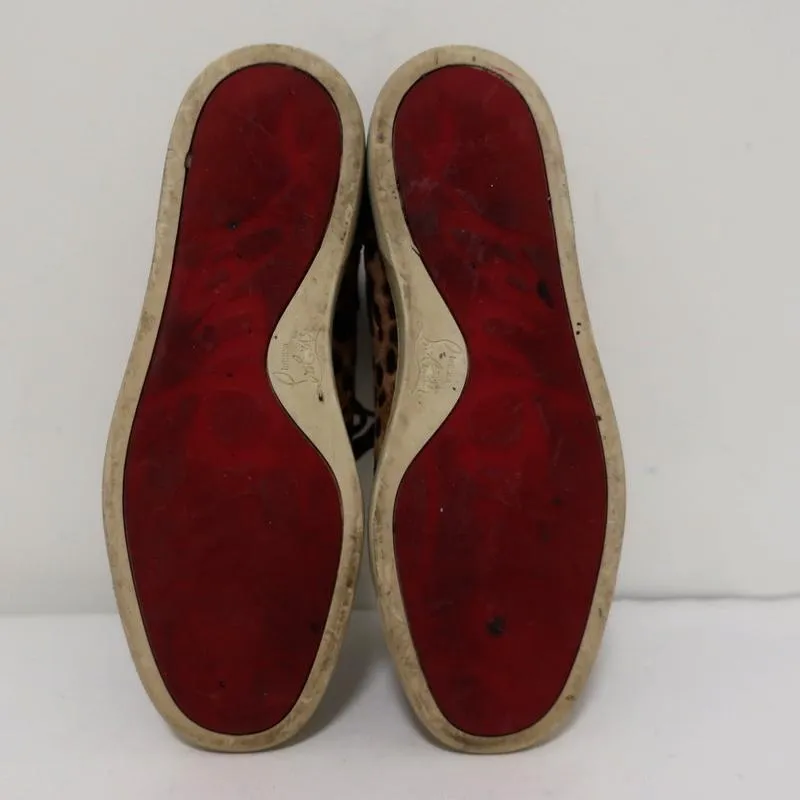 Christian Louboutin Rantus Orlato High Top Sneakers Leopard Pony Hair Size 39