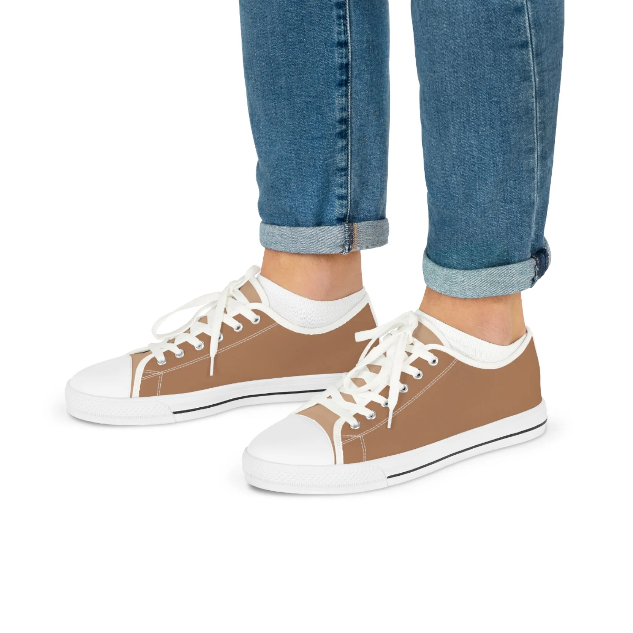 Cocoa Classic Men's Two-Tone Low Top Sneakers - Step Into Sophistication – Where Chocolate Hues Meet Modern Design!