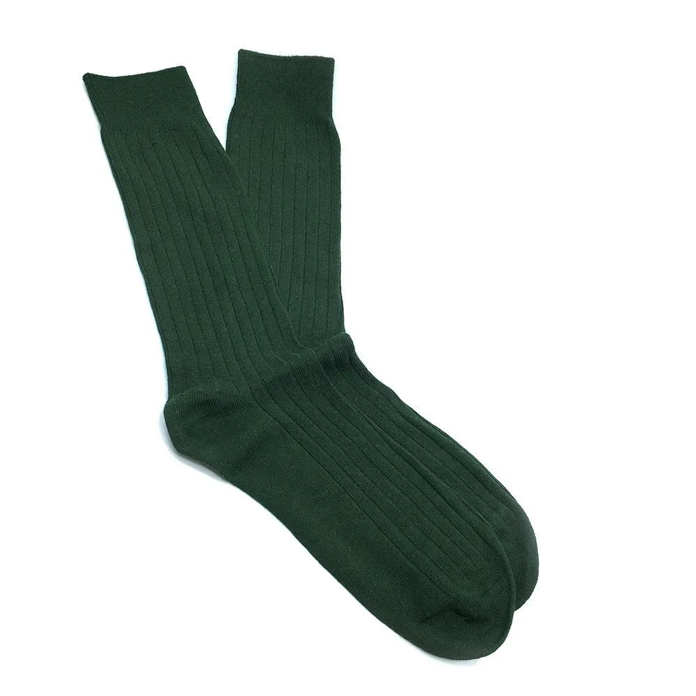 Cotton Ribbed Socks - Hunter Green