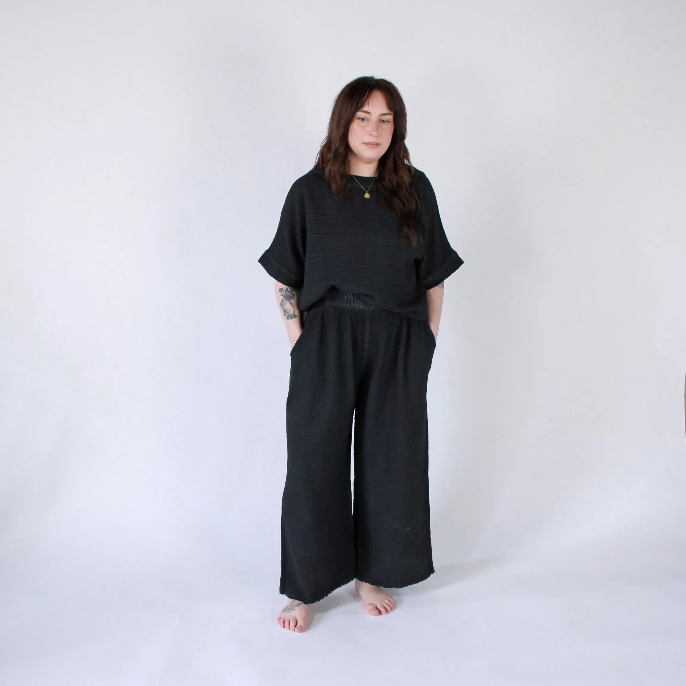 Crinkle Palazzo Pants