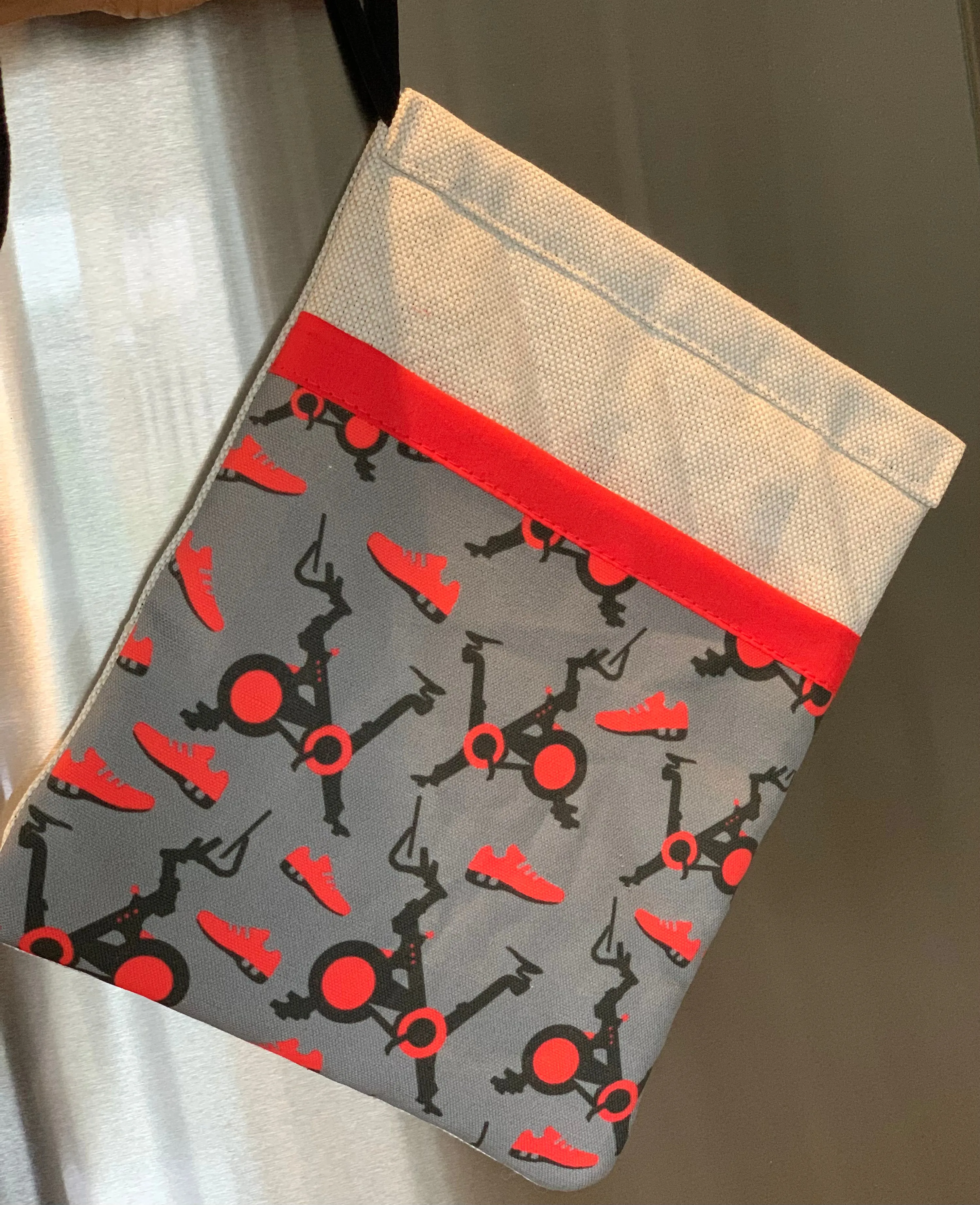 Custom Made Faux Roman Shade Valance in Pelo Bike and Shoes Pattern in Premium Cotton Linen Fabric, Fully Lined Grey or Red