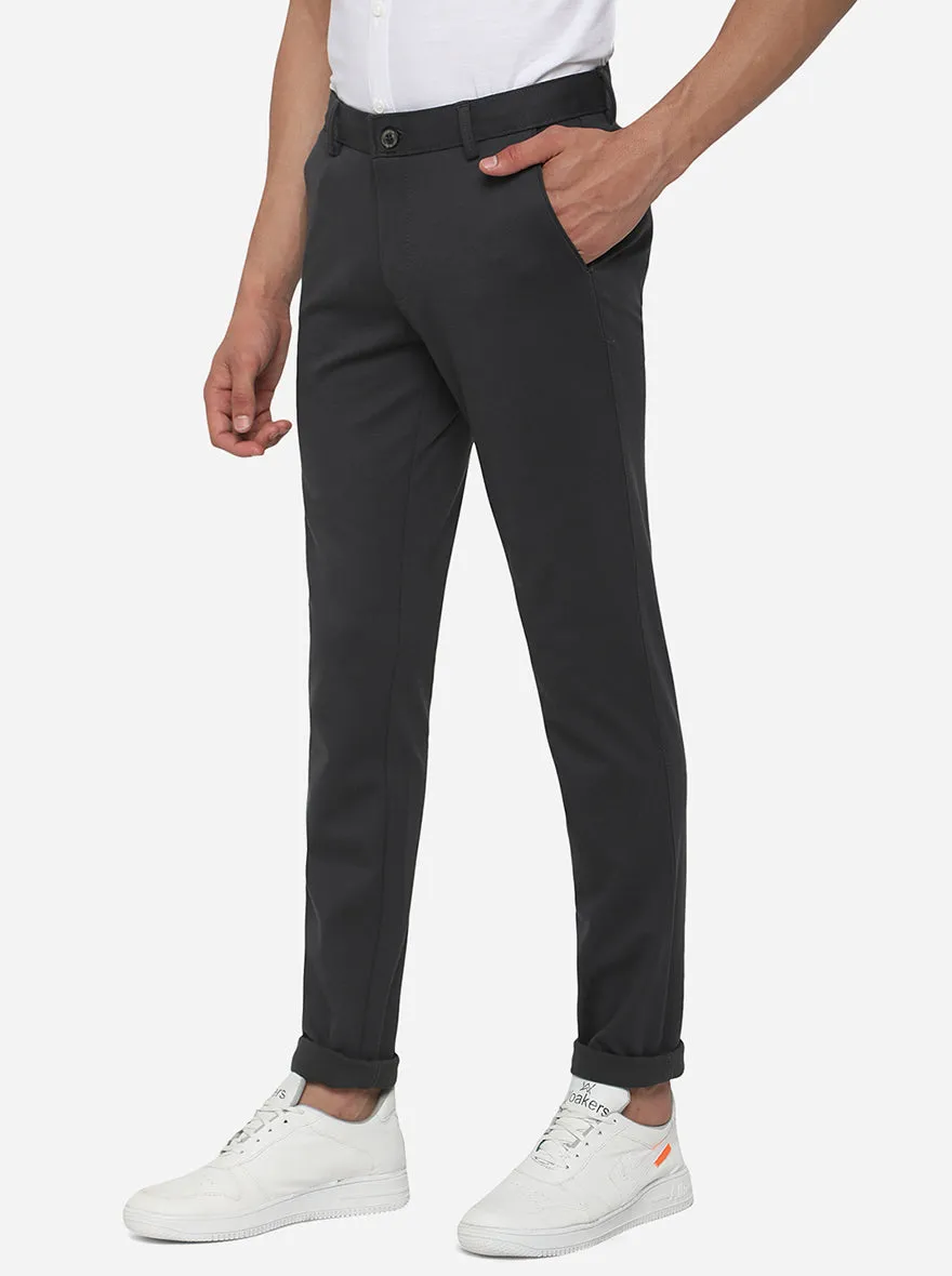 Dark Grey Solid Venice Fit Casual Trouser | JadeBlue