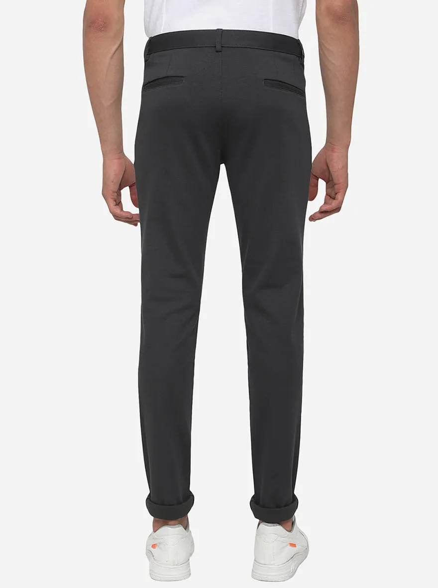 Dark Grey Solid Venice Fit Casual Trouser | JadeBlue