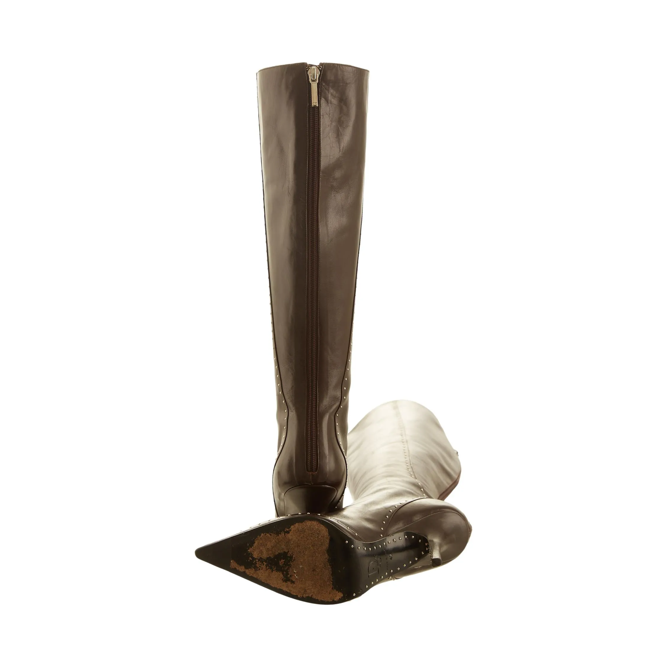 Dior Brown Studded Knee High Boots