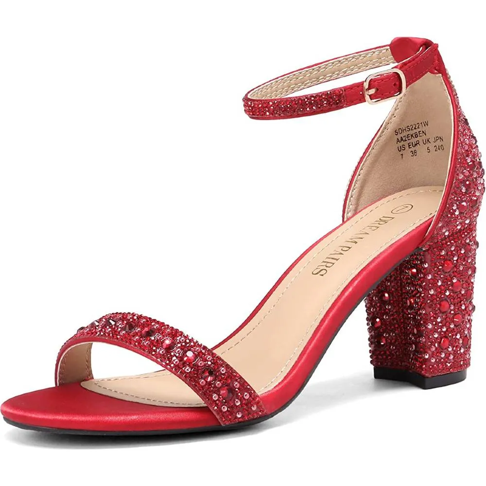 DREAM PAIRS Women's Chunk Low Heel Pump Sandals | Multiple Colors and Sizes