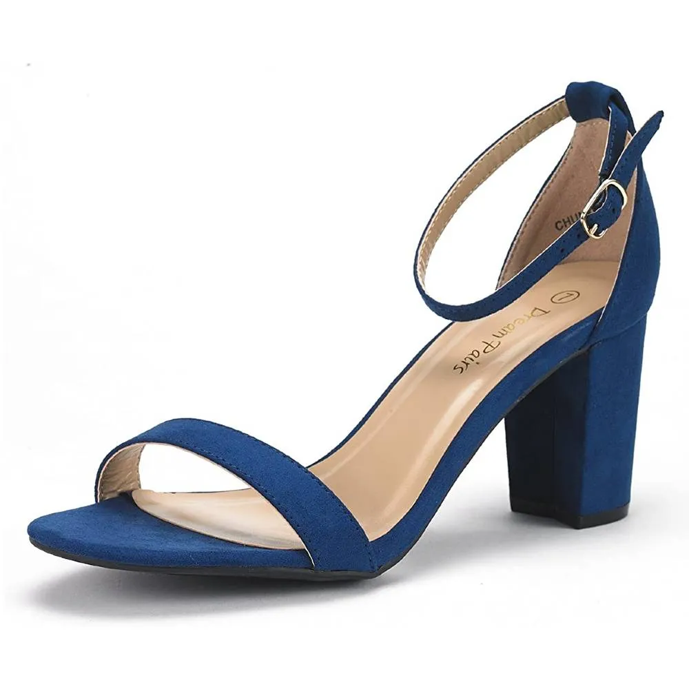 DREAM PAIRS Women's Chunk Low Heel Pump Sandals | Multiple Colors and Sizes