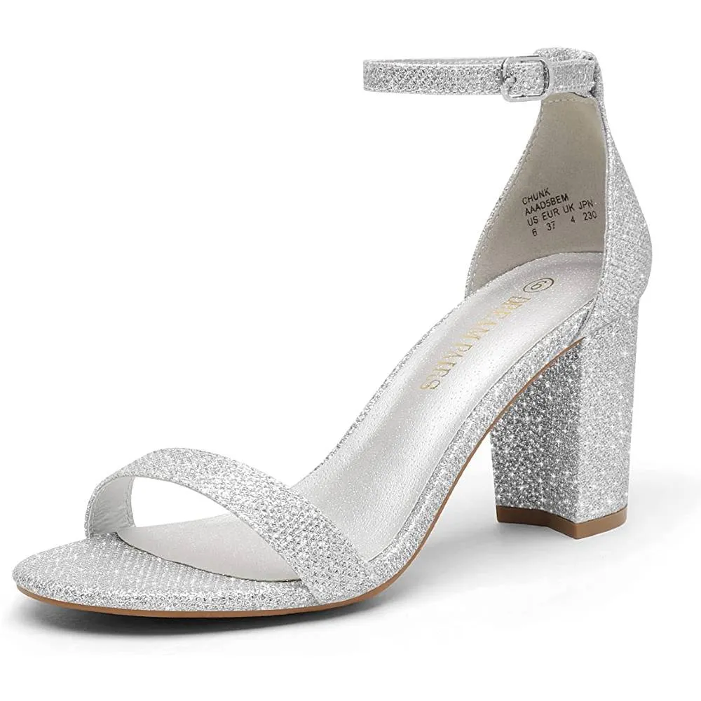 DREAM PAIRS Women's Chunk Low Heel Pump Sandals | Multiple Colors and Sizes