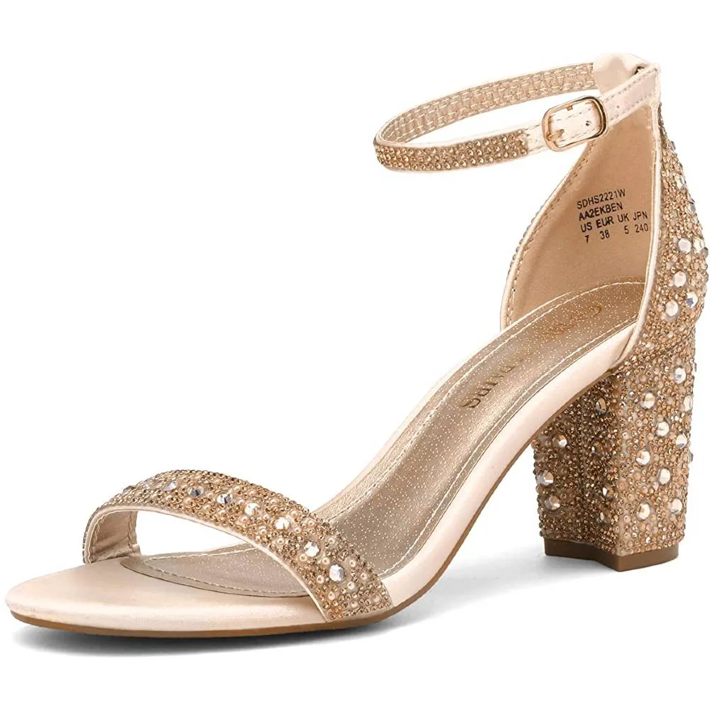 DREAM PAIRS Women's Chunk Low Heel Pump Sandals | Multiple Colors and Sizes