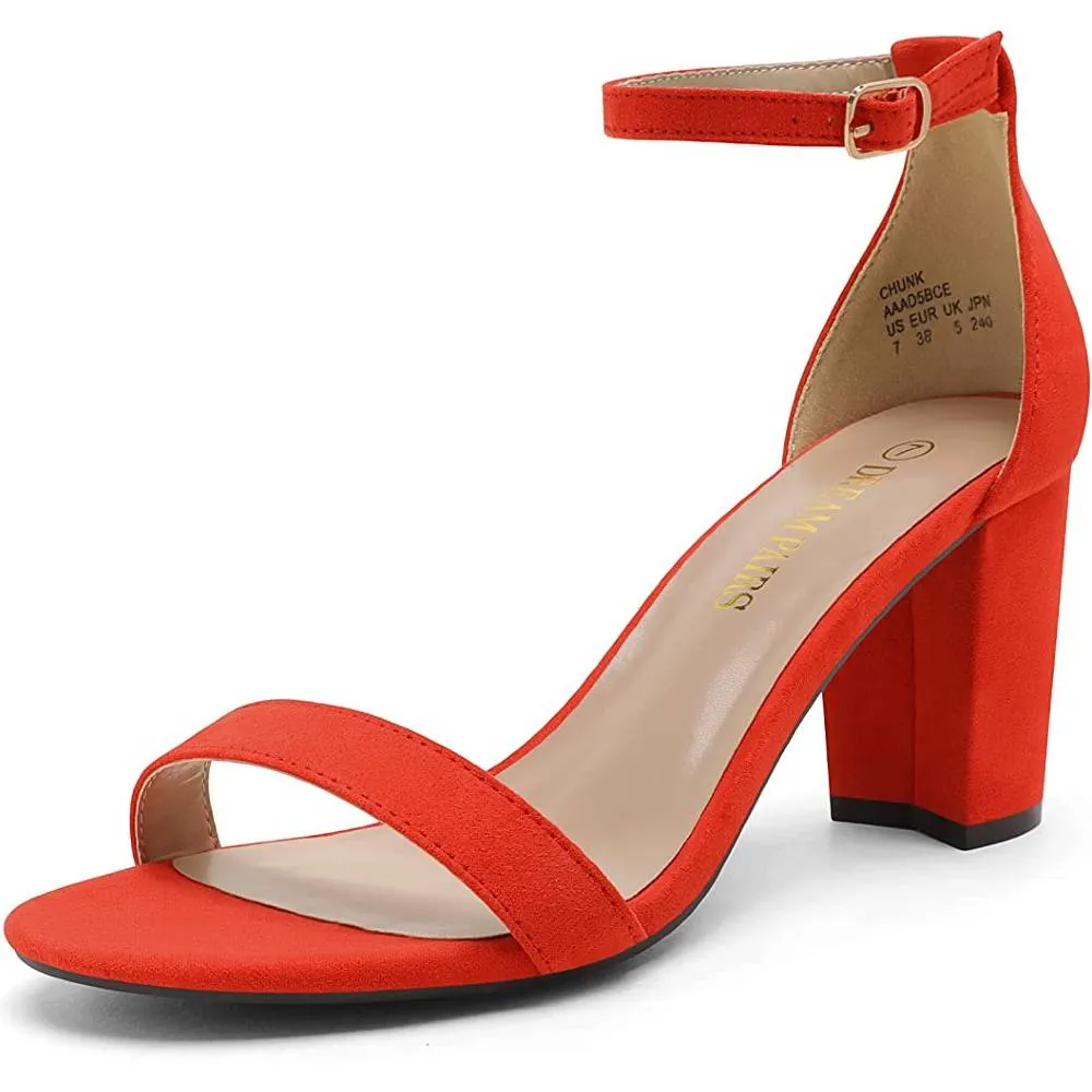 DREAM PAIRS Women's Chunk Low Heel Pump Sandals | Multiple Colors and Sizes