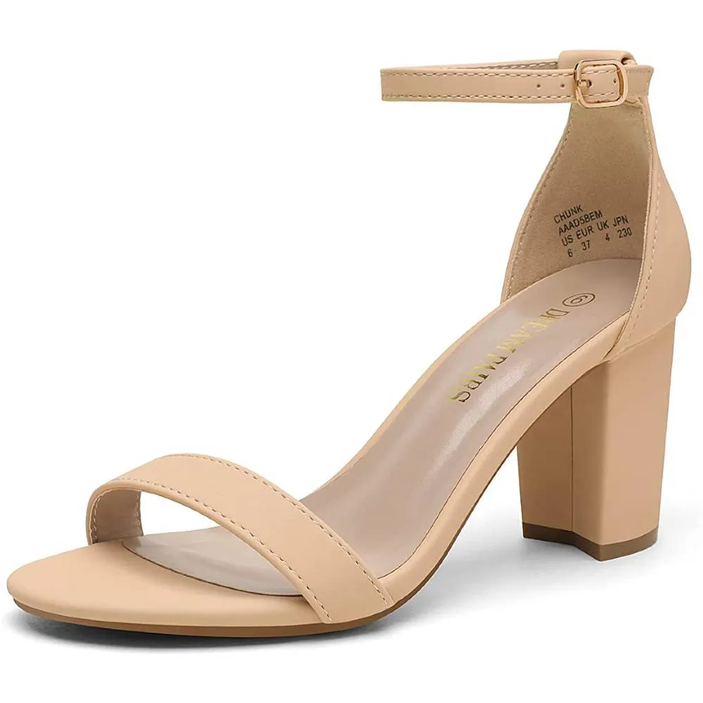 DREAM PAIRS Women's Chunk Low Heel Pump Sandals | Multiple Colors and Sizes