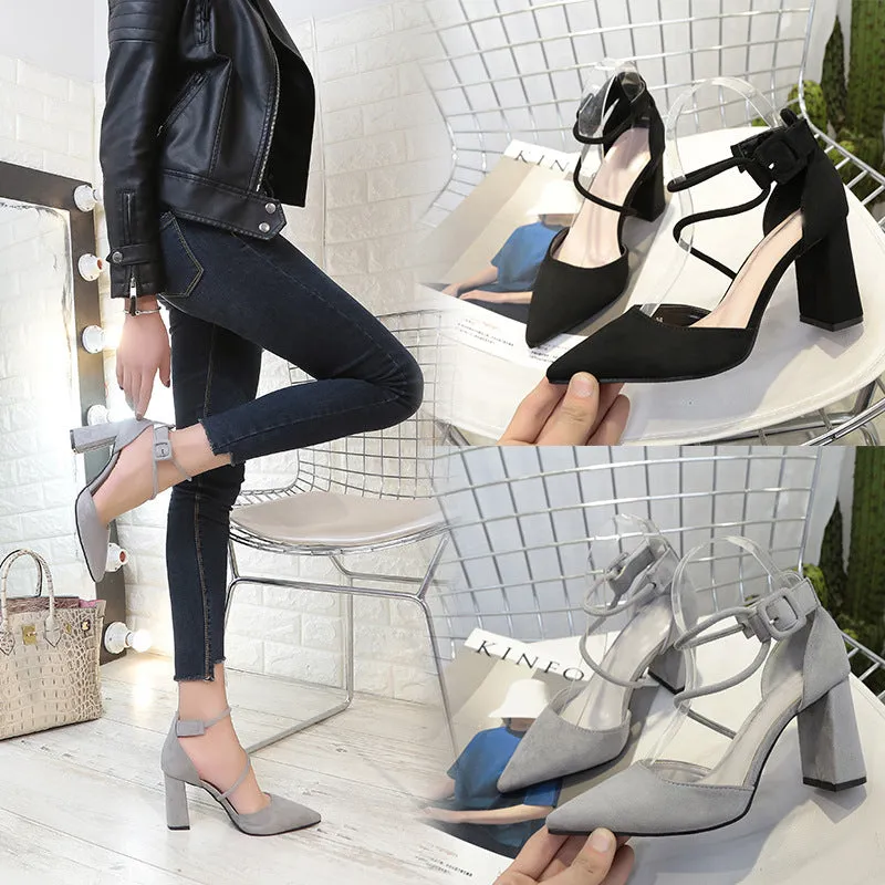 European Suede High Heel Sandals