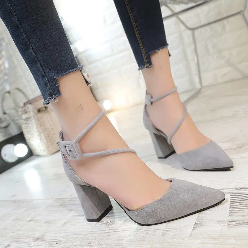 European Suede High Heel Sandals