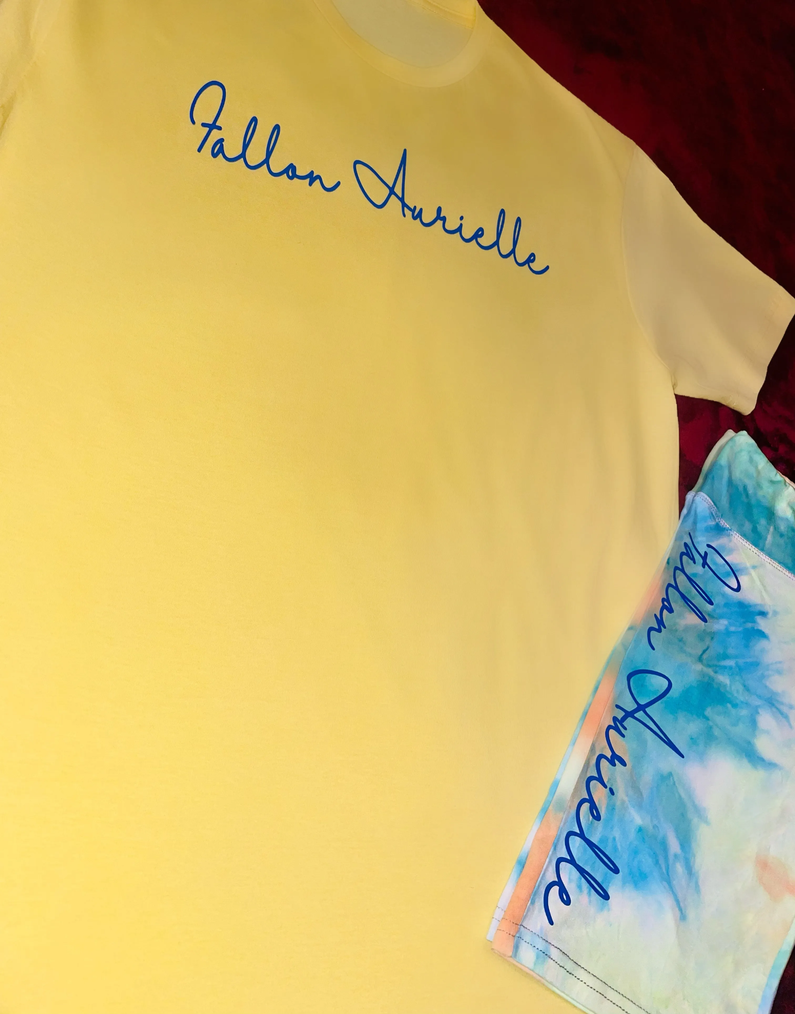 Fallon Aurielle Signature Tie Dye Biker Short Set (Yellow & Blue Tie Dye)