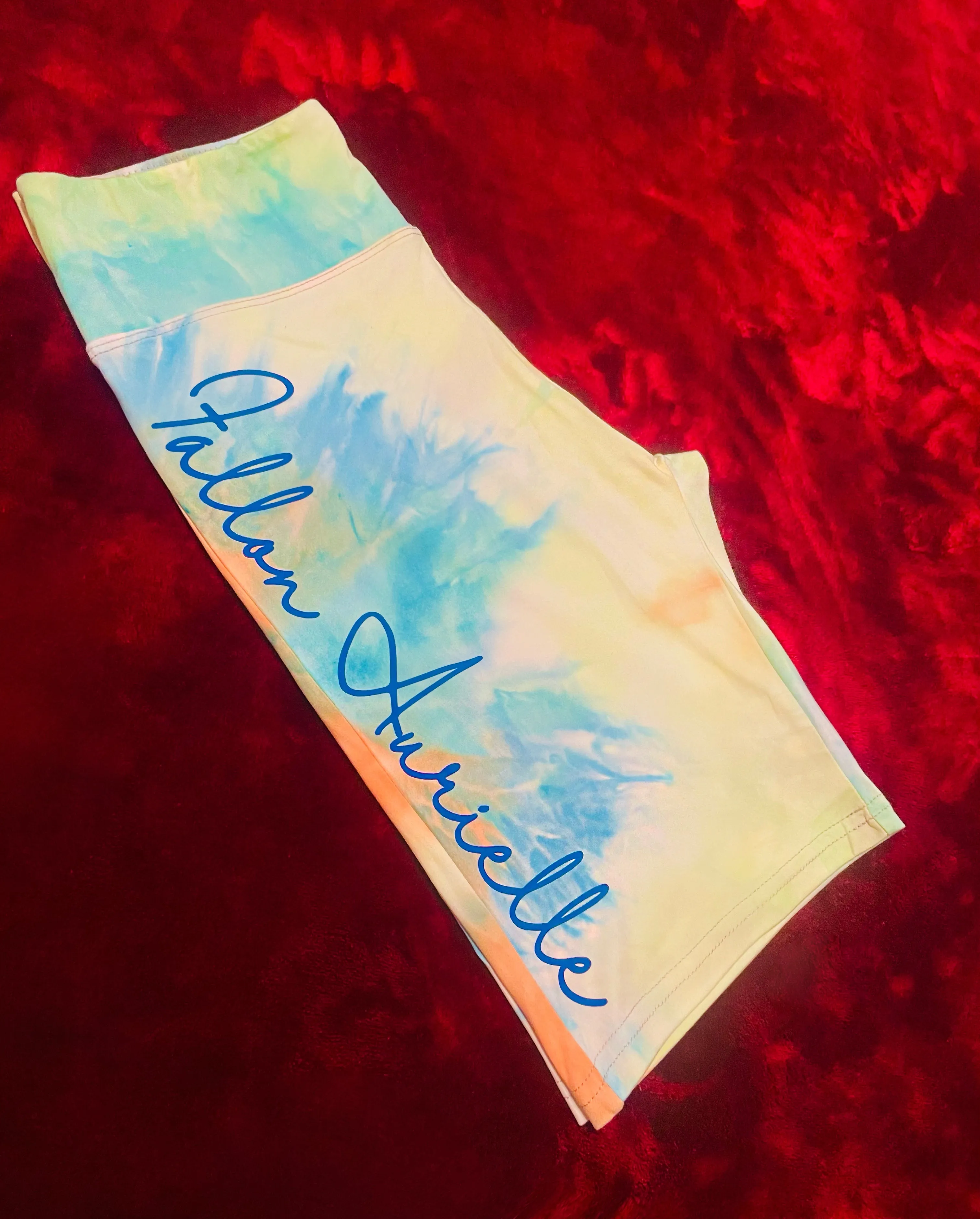 Fallon Aurielle Signature Tie Dye Biker Short Set (Yellow & Blue Tie Dye)