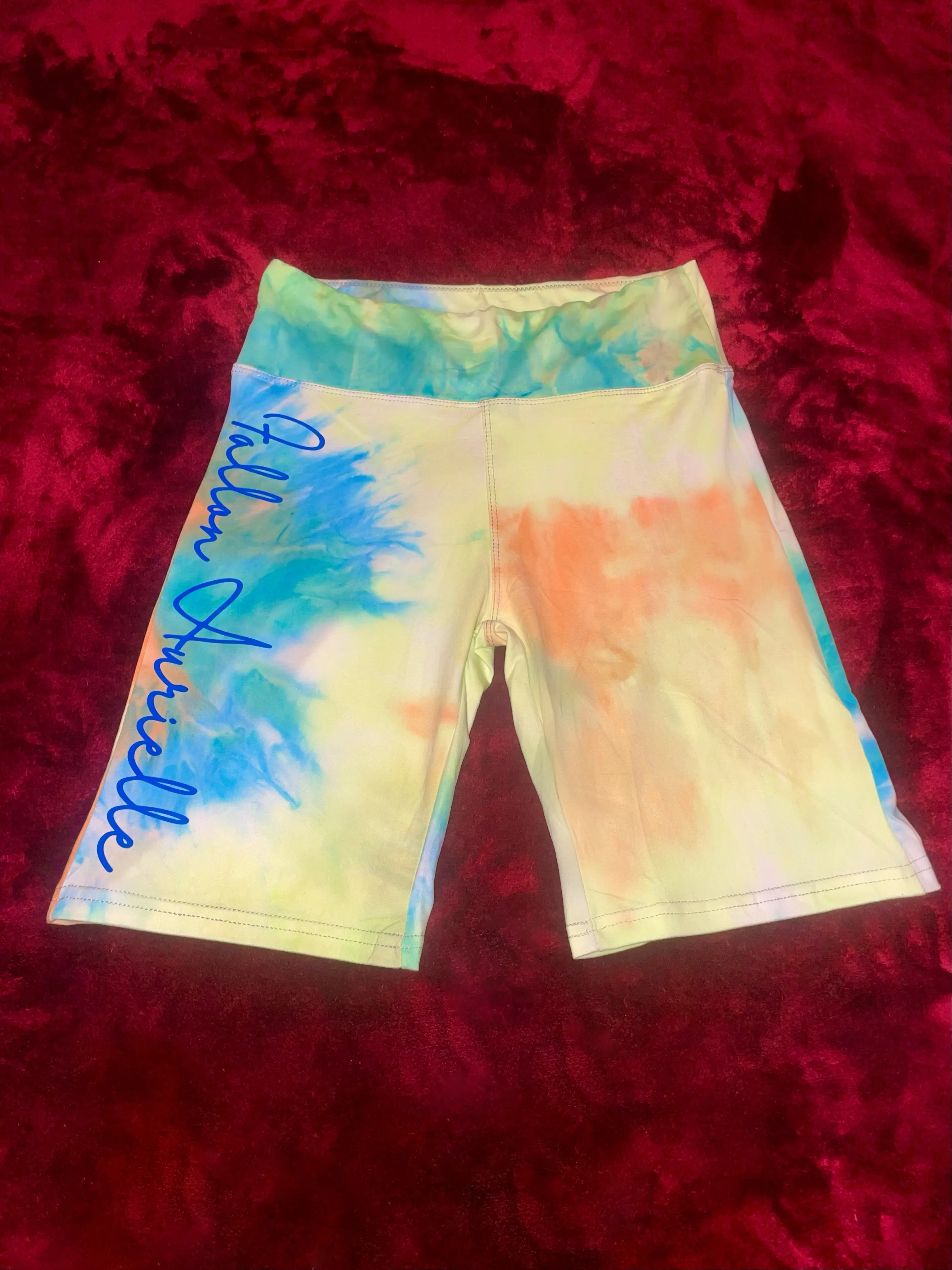 Fallon Aurielle Signature Tie Dye Biker Short Set (Yellow & Blue Tie Dye)