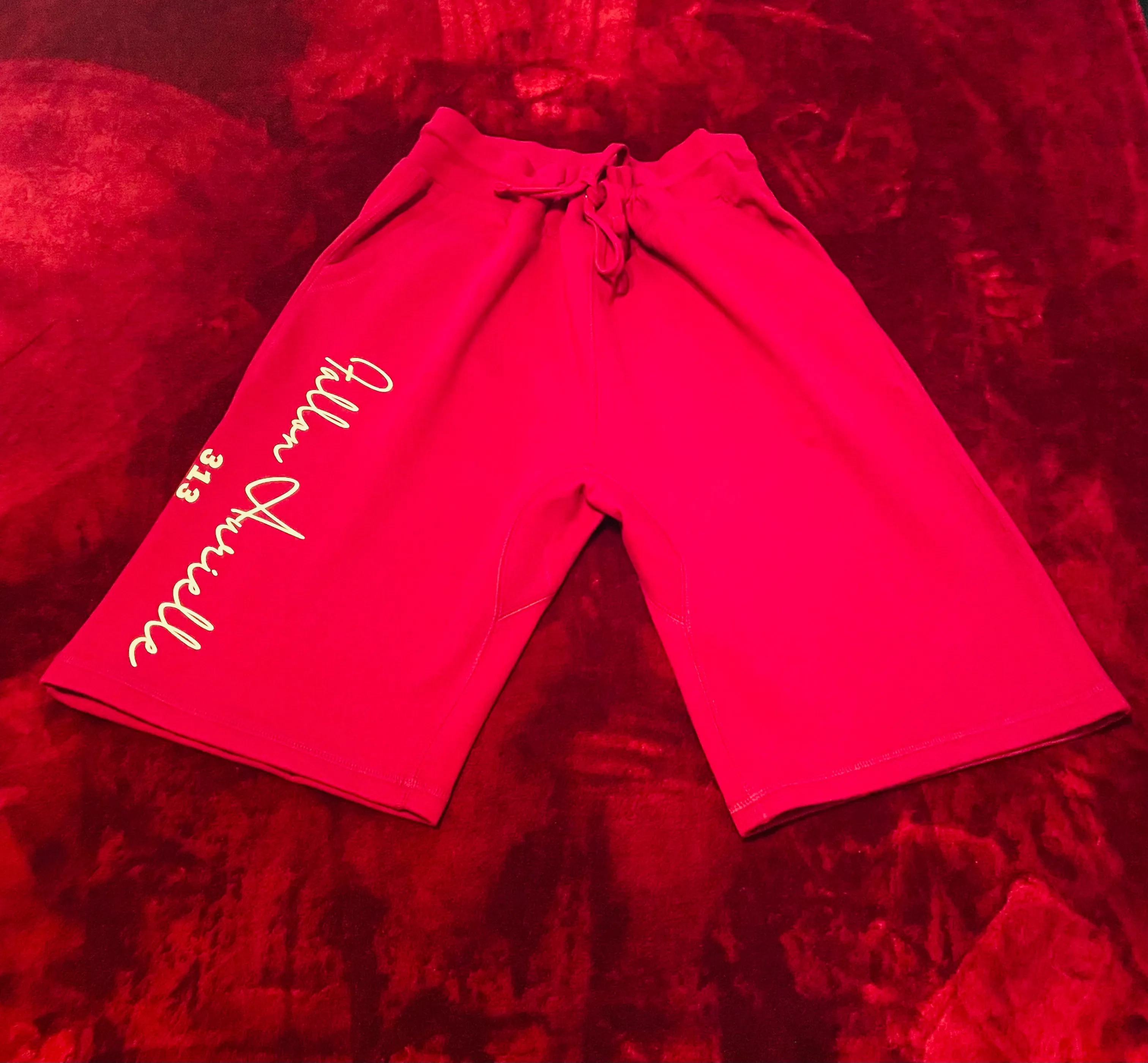 Fallon Aurielle Unisex Signature 3 Piece 313 Rep Yo Set Area Code Short Set (Burgundy & Cream)