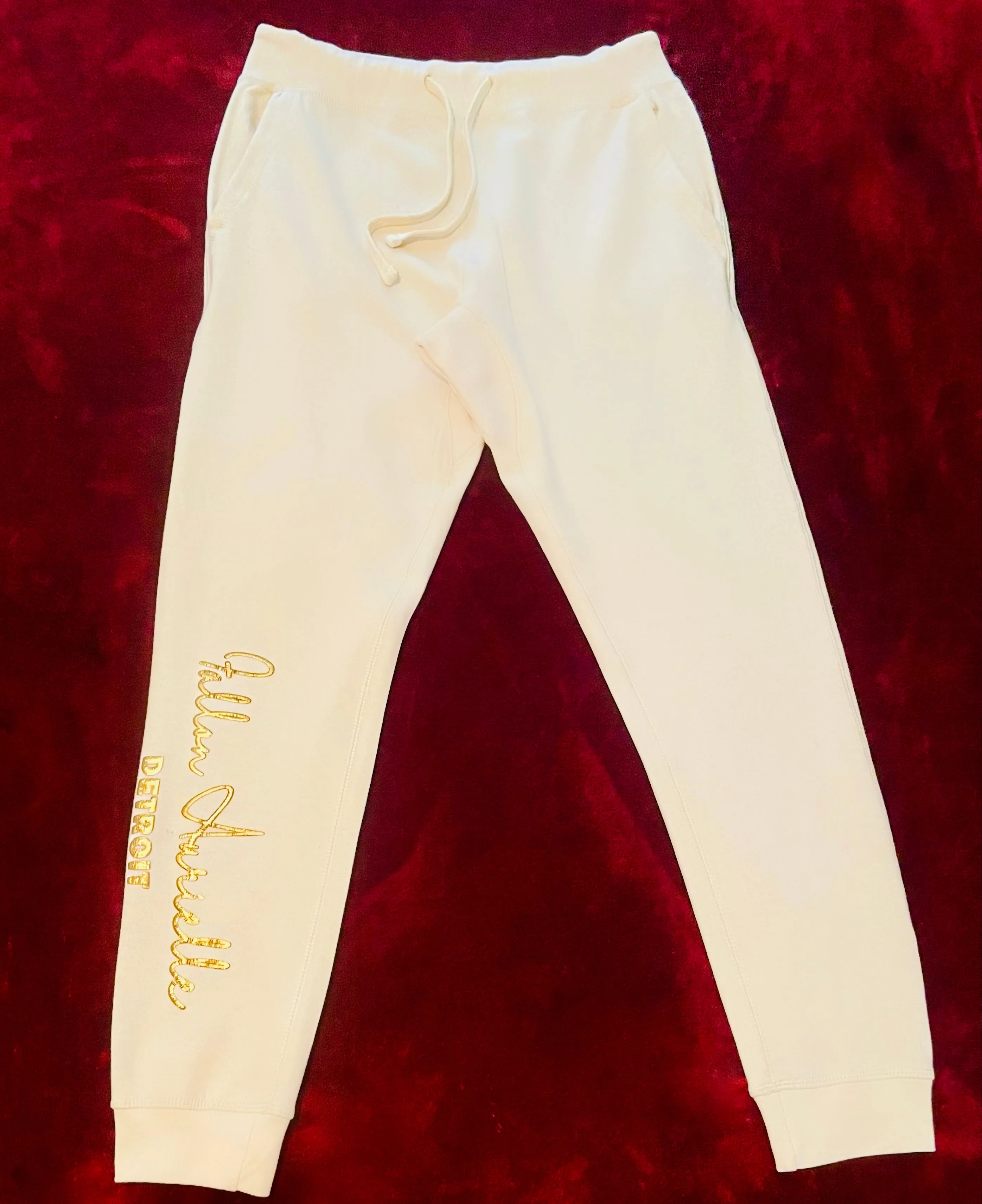 Fallon Aurielle Unisex Signature 3 Piece Detroit Rep Yo Set Jogger Set (Cream & Gold)