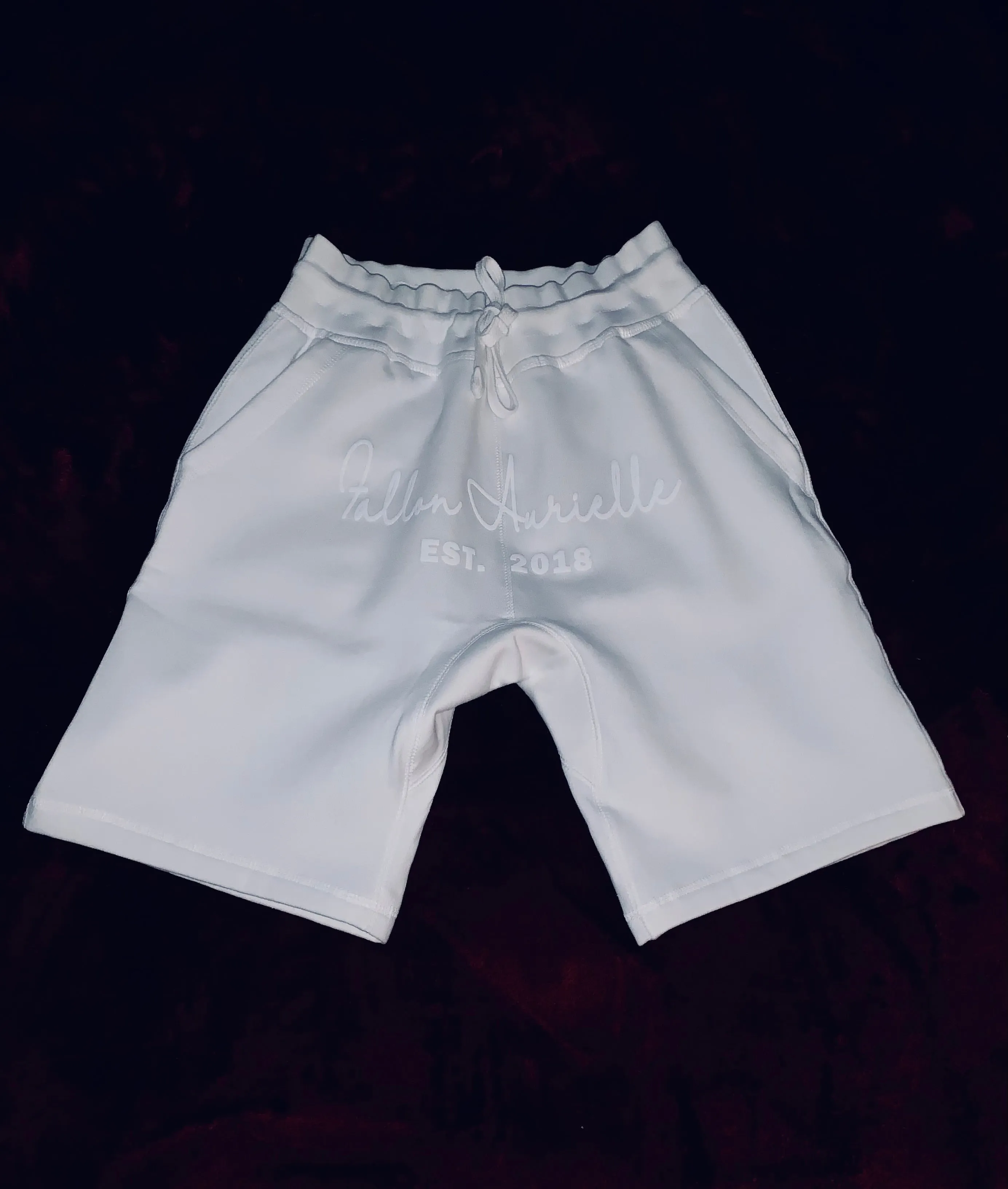 Fallon Aurielle Unisex Signature 3 Piece EST. 2018 Short Set (White On White)