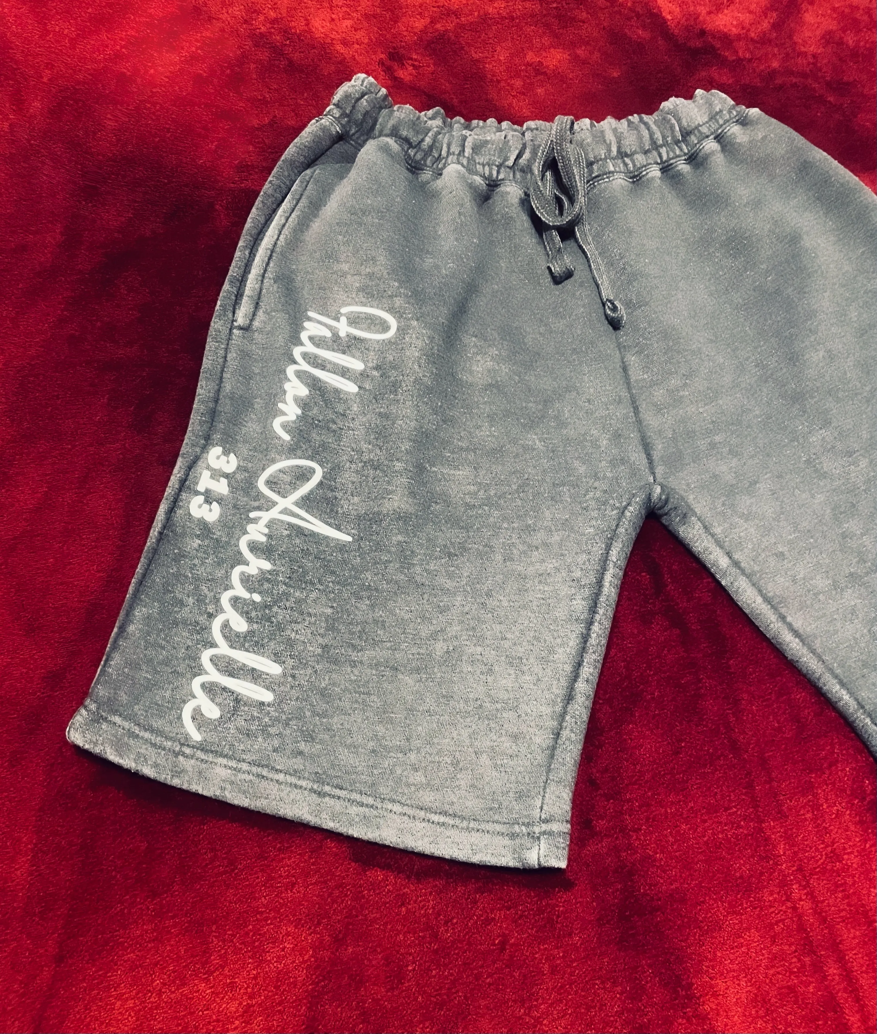 Fallon Aurielle Unisex Signature 313 Detroit Rep Yo Set Area Code Short Set (Charcoal Gray, Black & White)