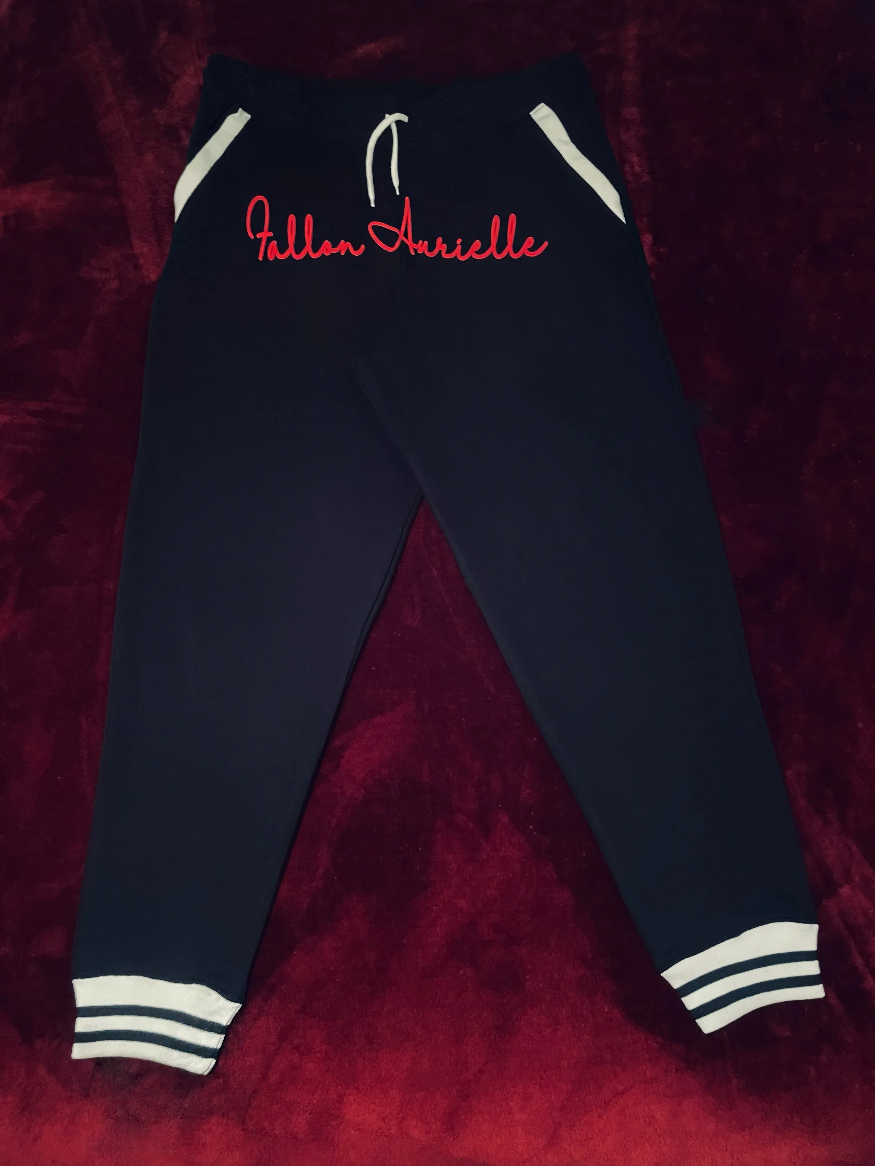 Fallon Aurielle Unisex Signature Virgo Virgin Woman Logo & Name Zodiac Jacket Jogging Set (Black, Red & White)