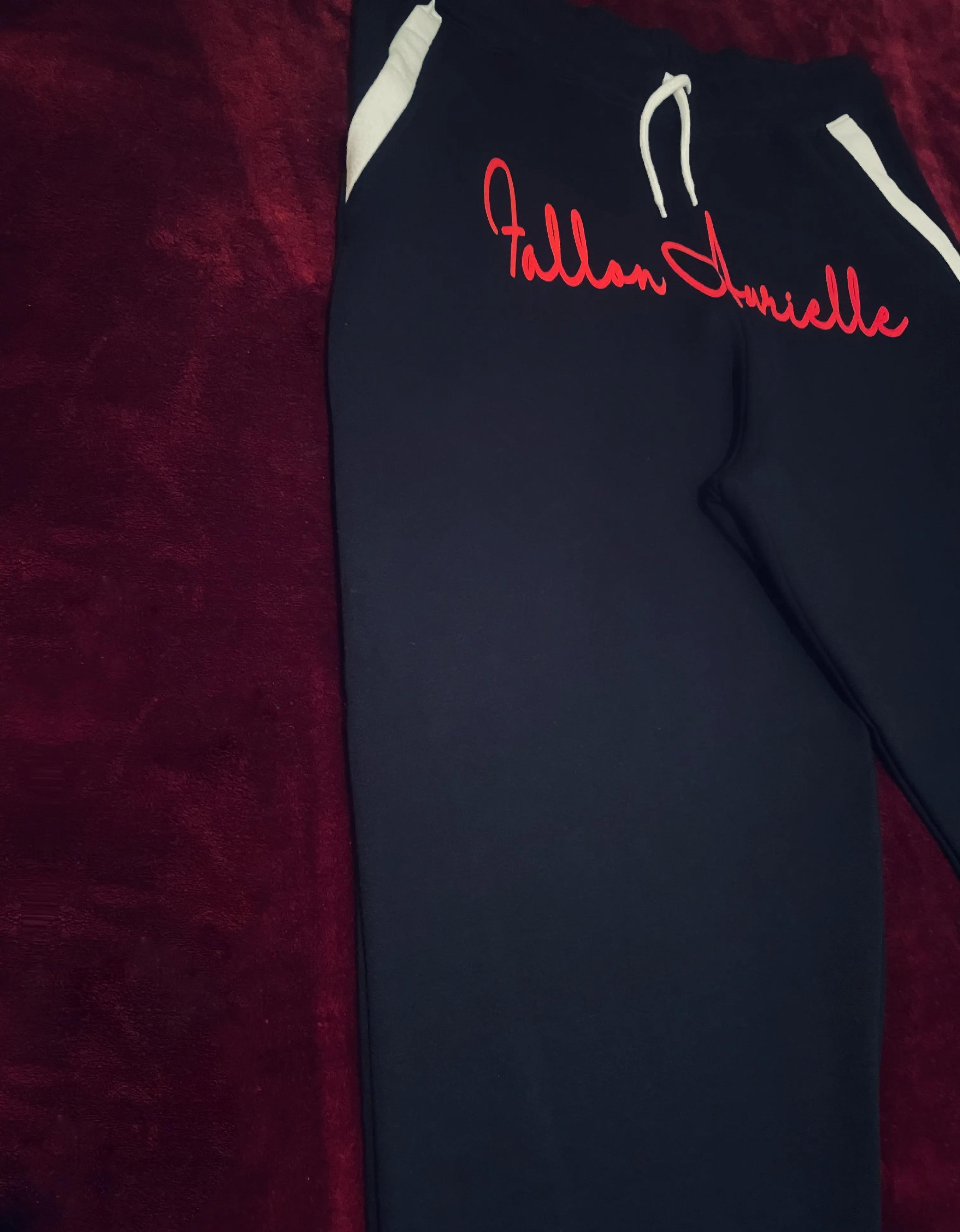 Fallon Aurielle Unisex Signature Virgo Virgin Woman Logo & Name Zodiac Jacket Jogging Set (Black, Red & White)
