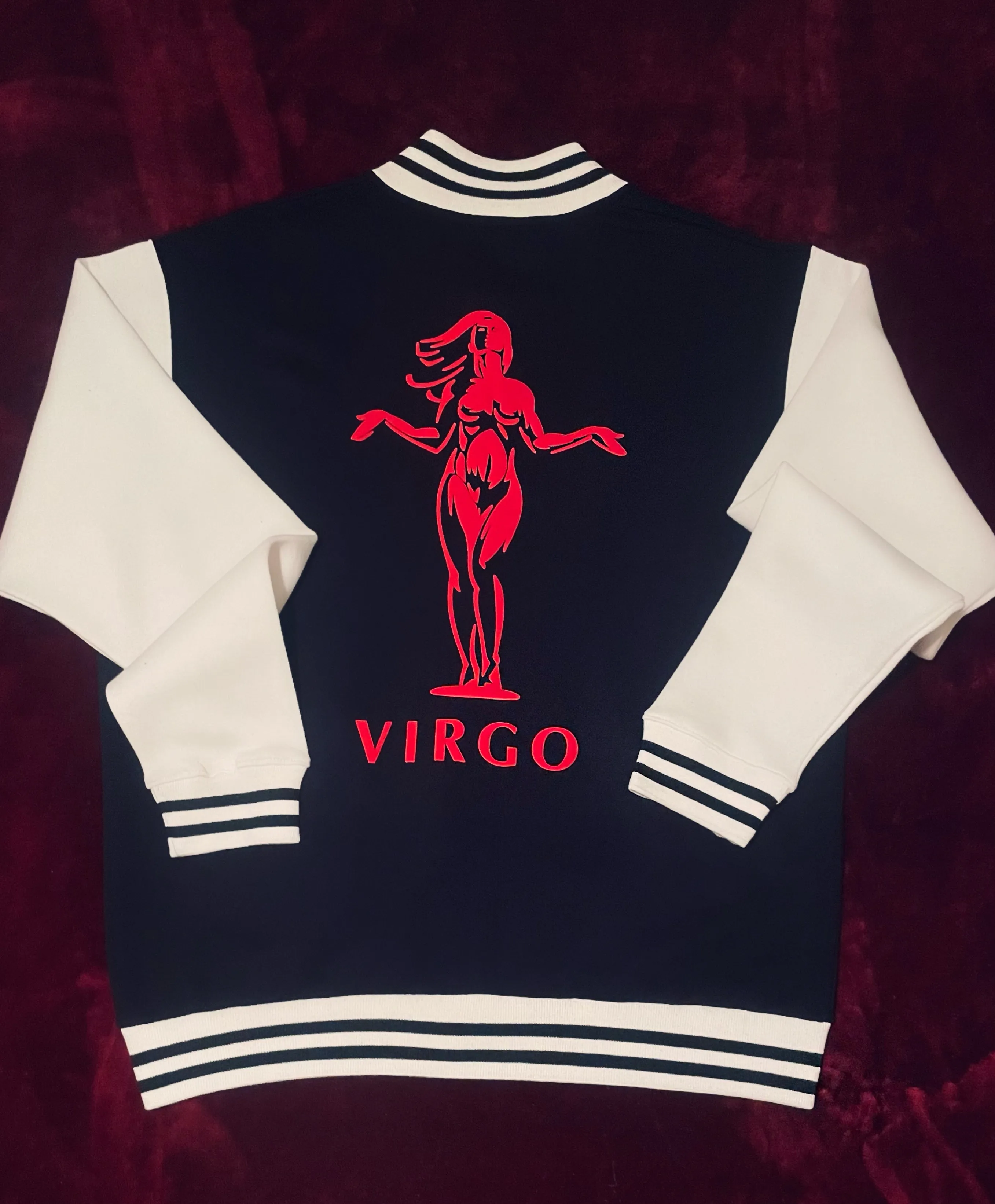 Fallon Aurielle Unisex Signature Virgo Virgin Woman Logo & Name Zodiac Jacket Jogging Set (Black, Red & White)