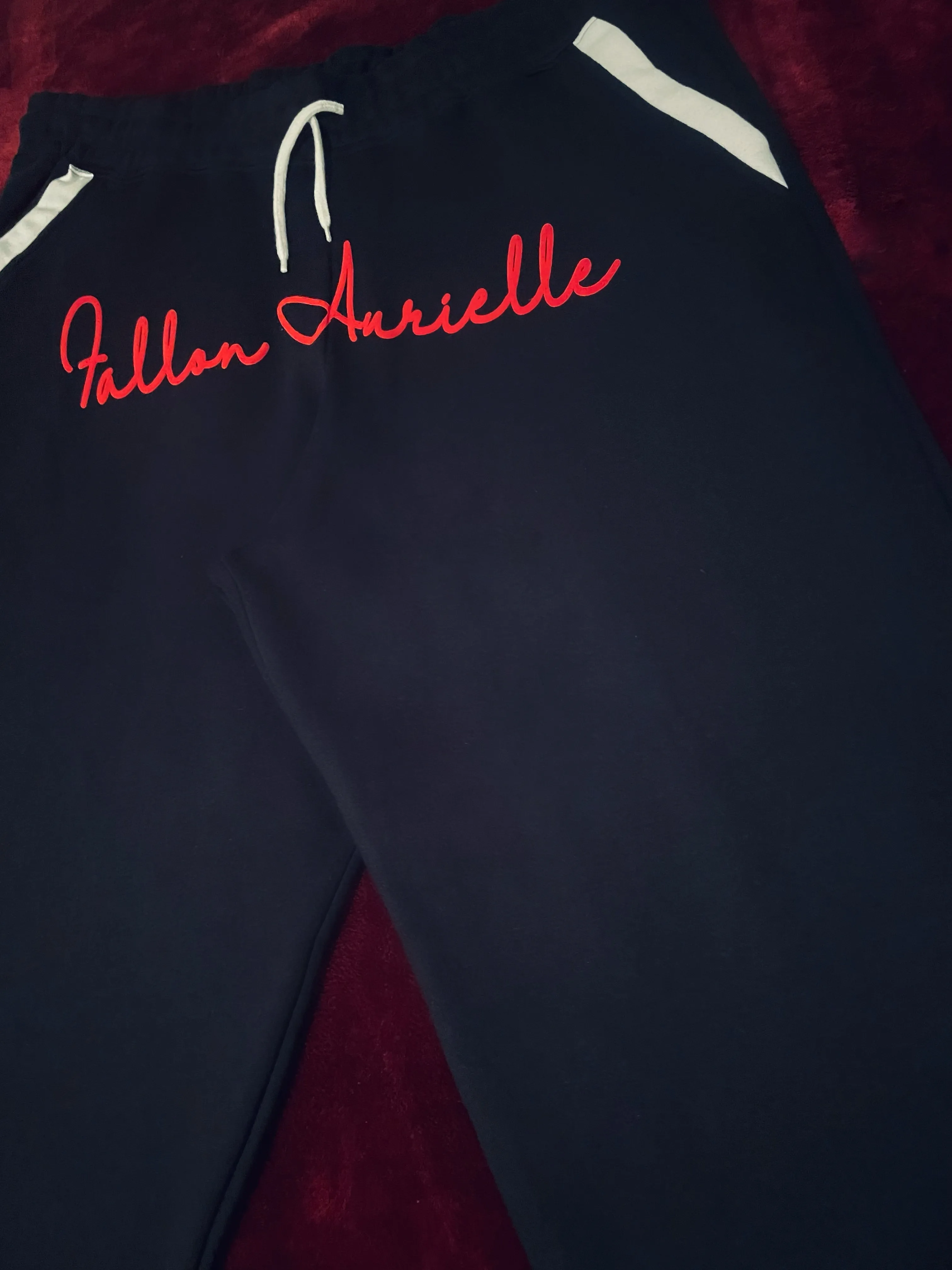 Fallon Aurielle Unisex Signature Virgo Virgin Woman Logo & Name Zodiac Jacket Jogging Set (Black, Red & White)