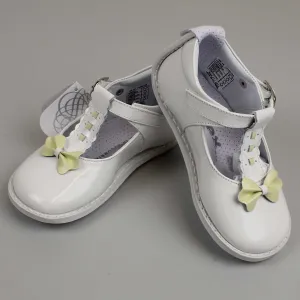 First Walker Shoes - Hard Sole White / Lemon Leather T Bar - Pex Anastasia