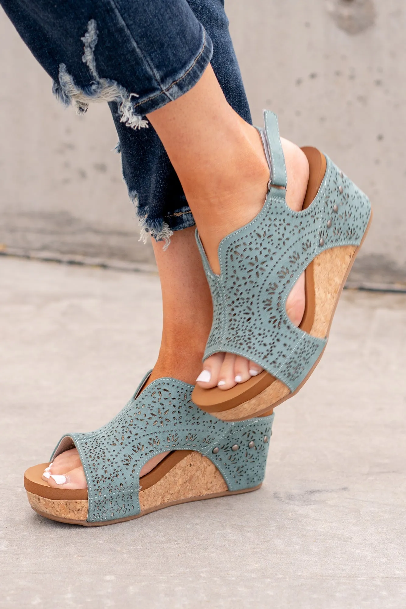 Free Fly 2 Wedge Sandals - Turquoise