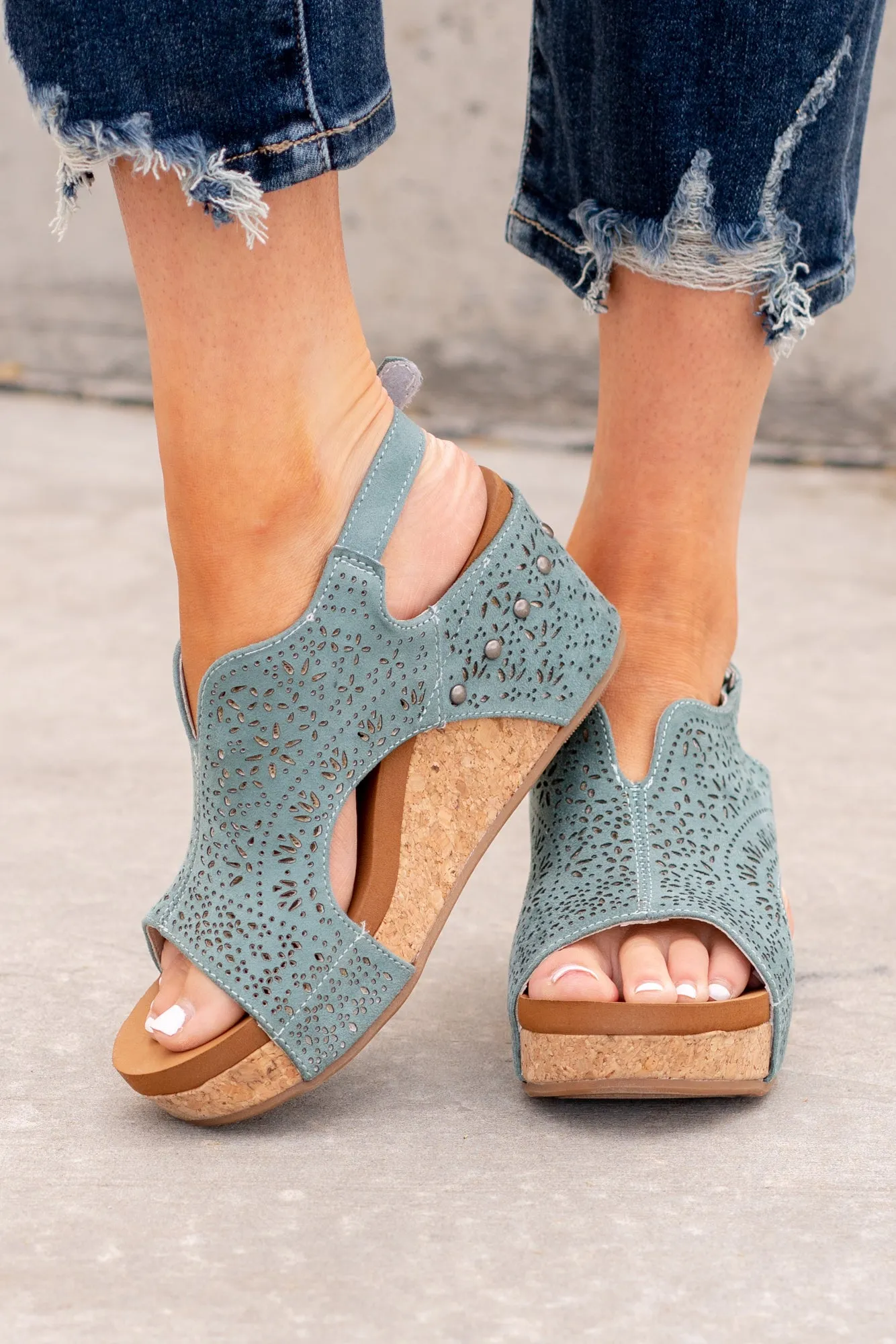 Free Fly 2 Wedge Sandals - Turquoise