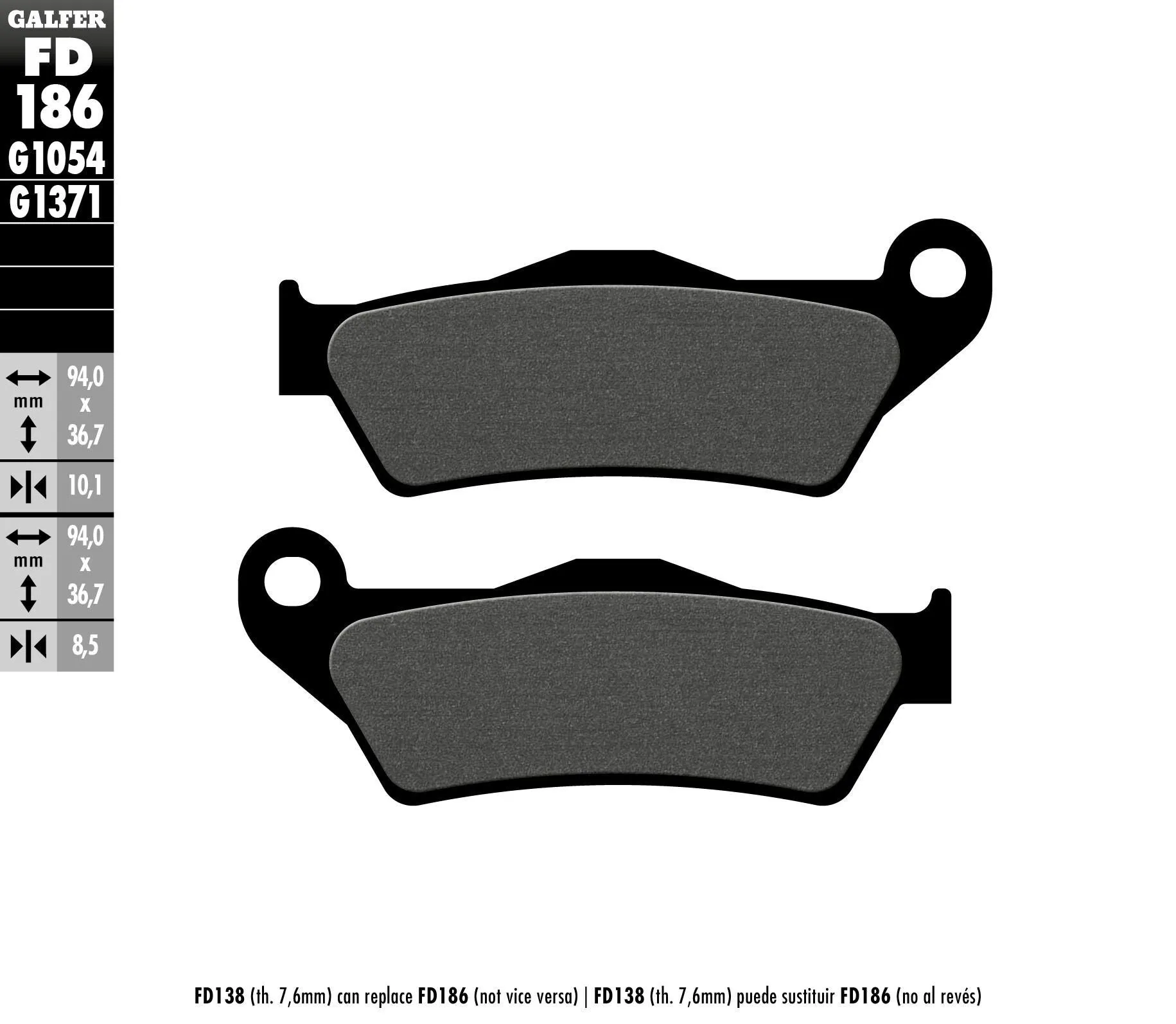 GALFER FD186G1054 Semi-Metallic Brake Pads